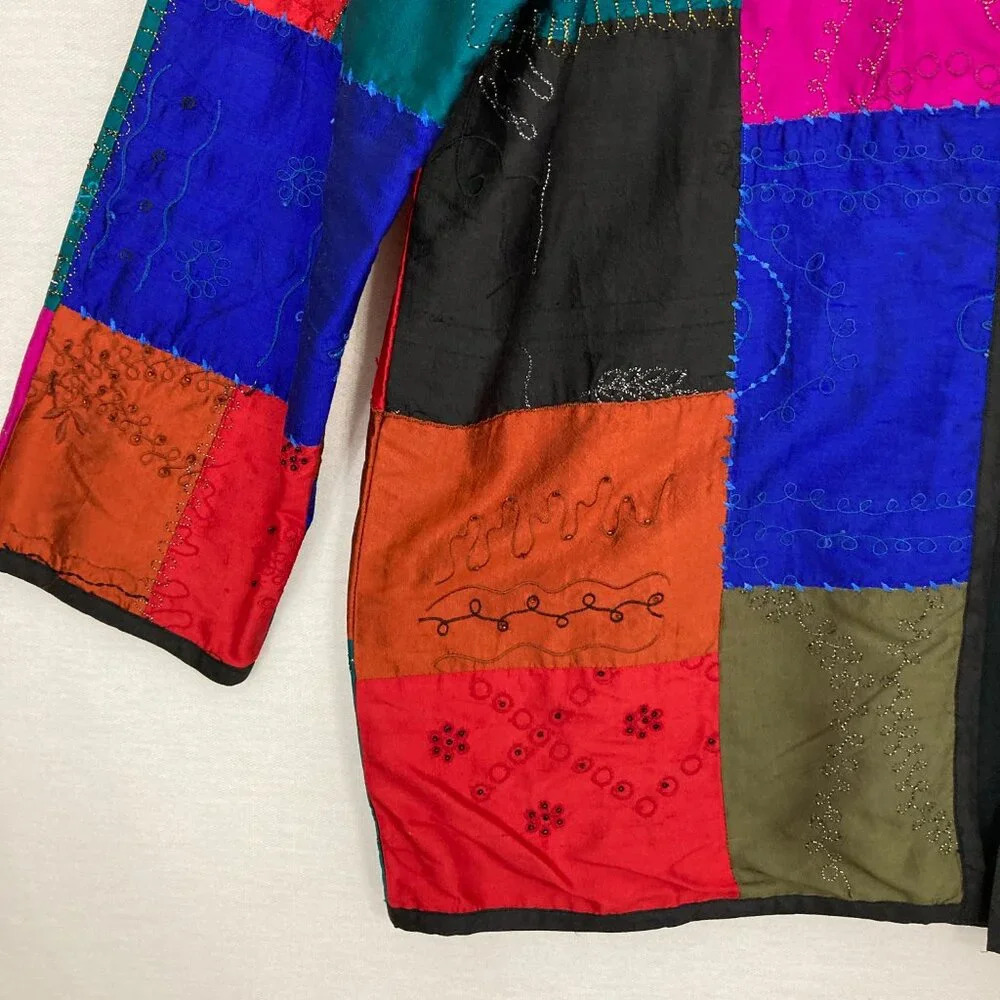 Chico's Multi Color Patchwork Embroidered Boho 10… - image 4